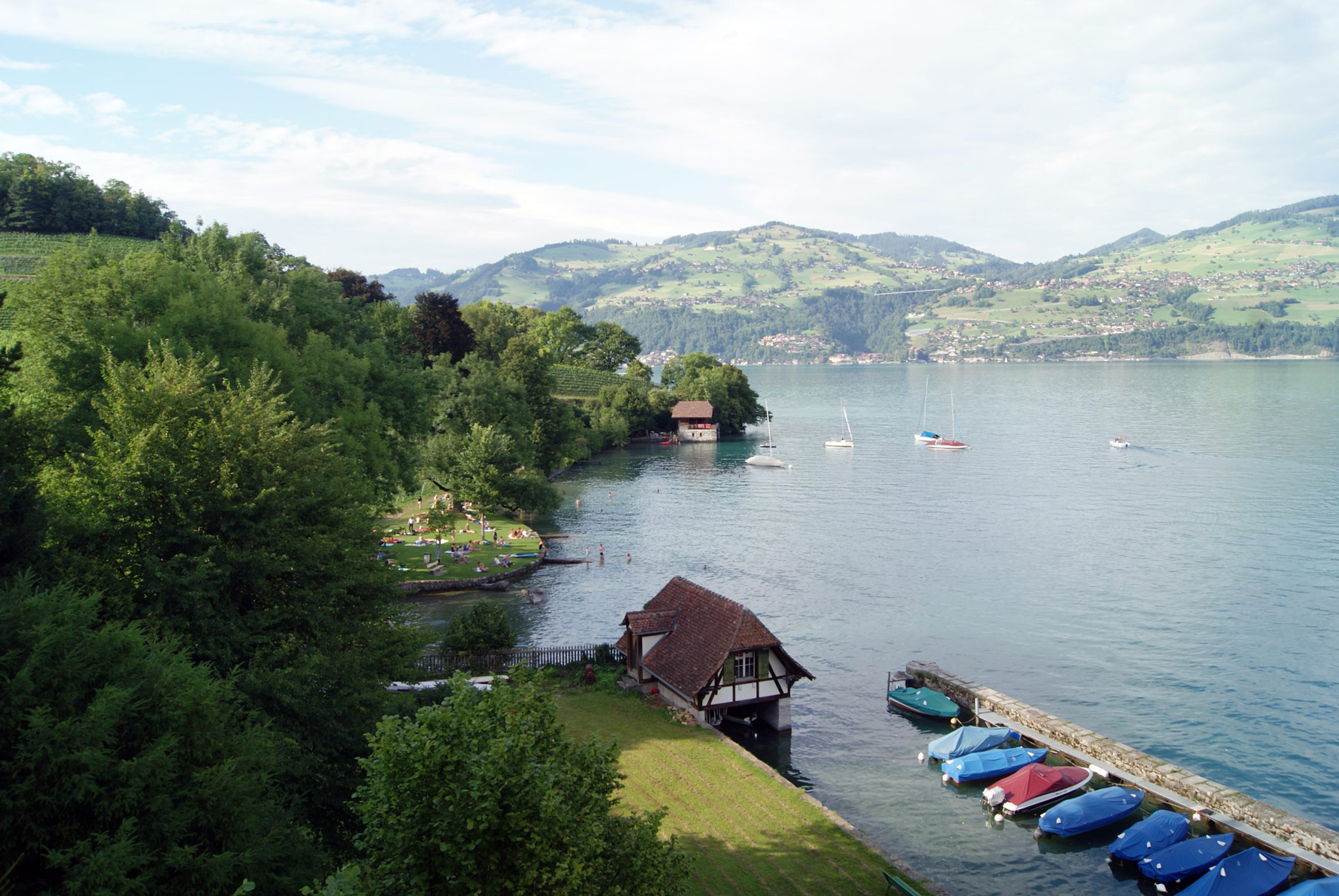 photo Oberland Suisse ville Spiez lac baigner