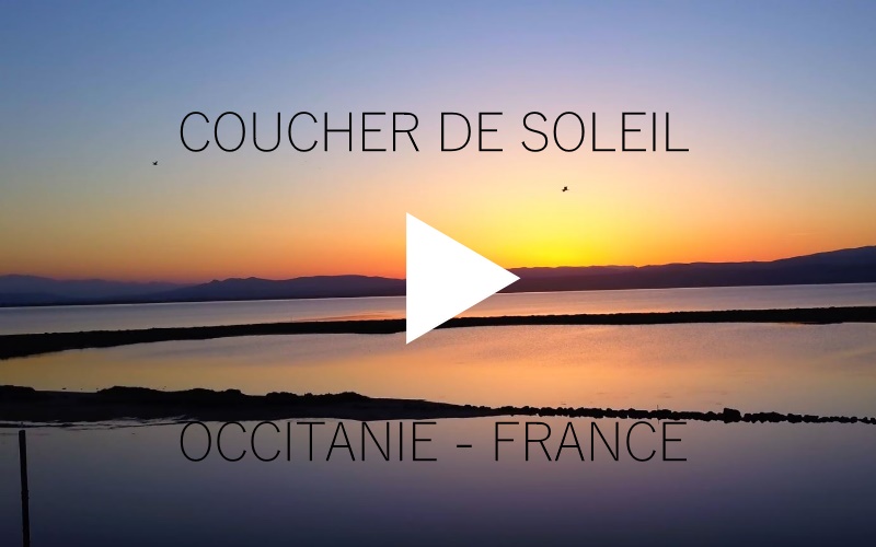 Video coucher de soleil barcares Occitanie France drone