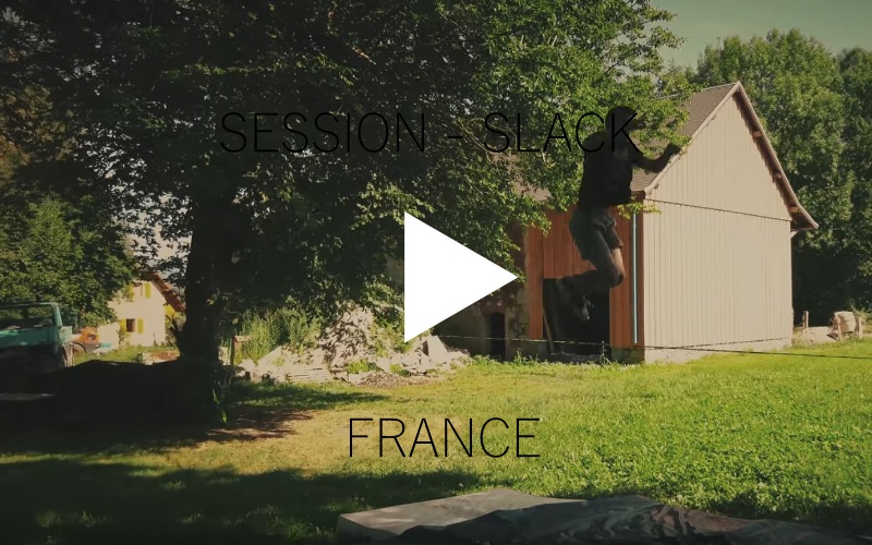 Video Slackline jump line tricks France drone